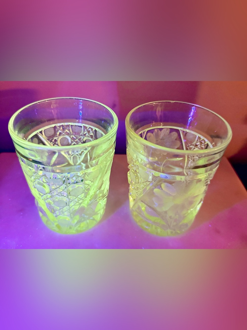 Set of 4 EAPG Westmoreland #500 decorative 4” water tumblers